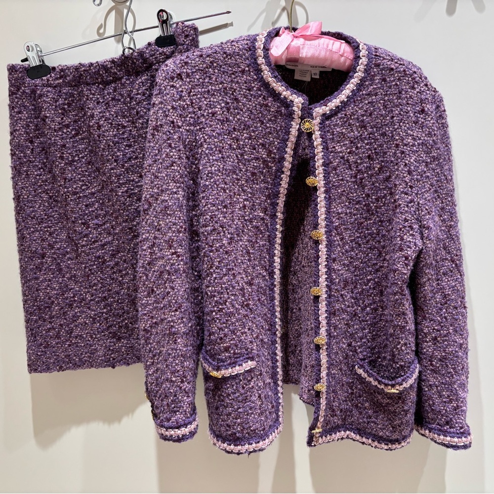 Castleberry vintage Purple Tweed Skirt Suit Set - small channel style